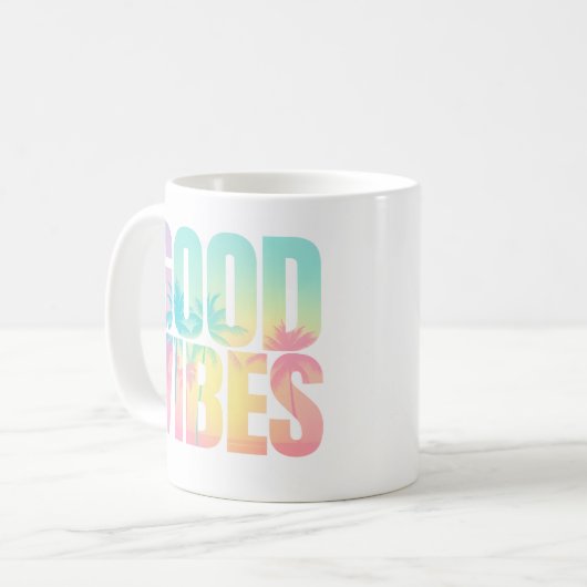 Mug Citation Tropicale "Good Vibes" (Devant gauche)
