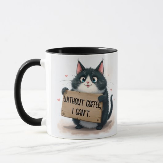 Mug Citations amusantes de café avec chat (Gauche)