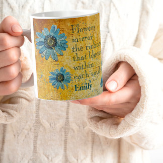 Mug Citations de marguerites bleues séchées sur les fl