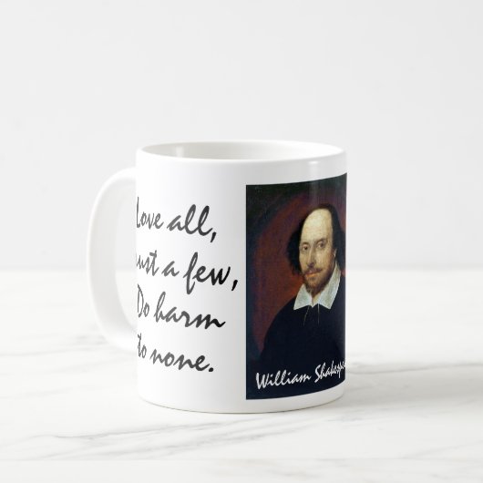 Mug Citations de Shakespeare Sage/Foy & "Ne Pas Nuire" (Devant gauche)