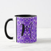 Mug Citations de soeur et monogramme | Floral violet s (Gauche)