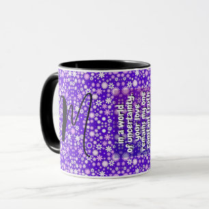 Mug Citations de soeur et monogramme Floral violet s