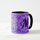 Mug Citations de soeur et monogramme | Floral violet s (Devant droit)