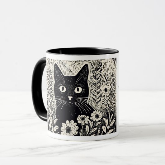 Mug Citations d'Humour Chat floral Somthings Rien (Devant gauche)