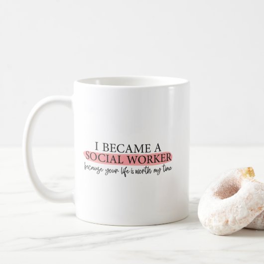 Mug citations drôles pour le mois du travail social (Avec donut)