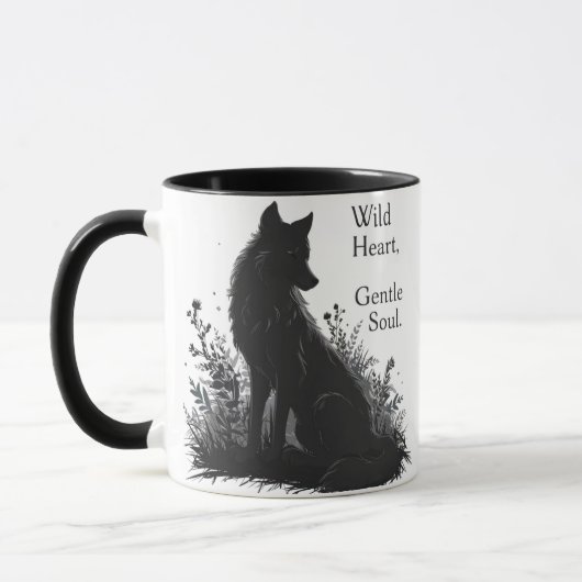 Mug citations esthétiques tasse- t-shirts de loup noir (Gauche)
