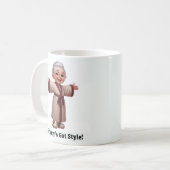 Mug Citoyen senior joyeux dans une robe confortable (Devant gauche)