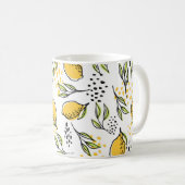 Mug Citron, branches vertes : motif abstrait. (Devant droit)