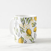 Mug Citron, branches vertes : motif abstrait. (Devant gauche)