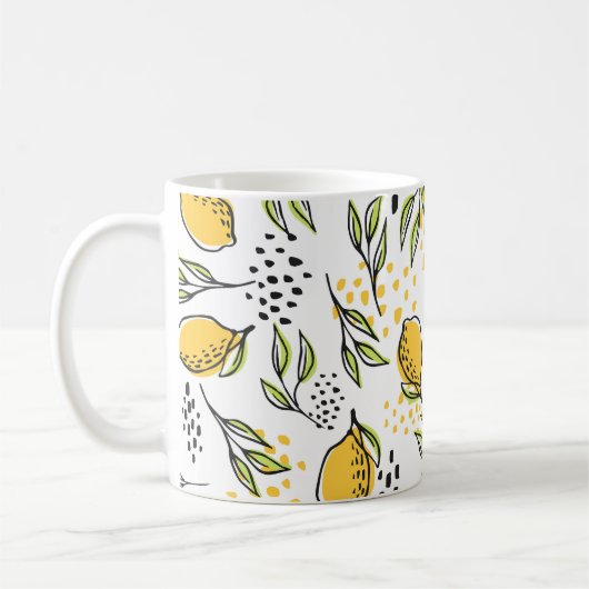 Mug Citron, branches vertes : motif abstrait. (Gauche)