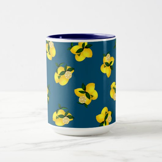Mug Citron chic bleu foncé Design (Centre)