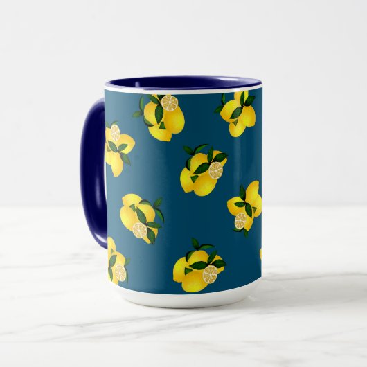 Mug Citron chic bleu foncé Design (Devant gauche)