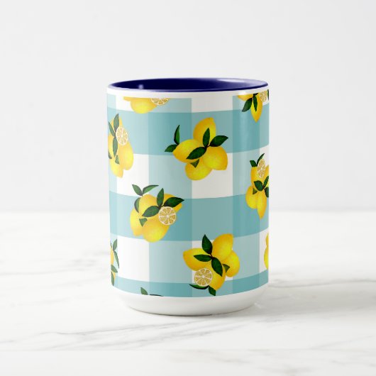 Mug Citron chic En vichy bleu (Centre)