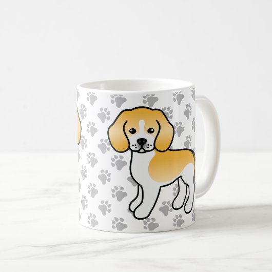Mug Citron Et Beagle Blanc Cartographie Chien Et Pâtes (Devant droit)