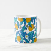 Mug Citron fleuri : Aquarelle Florale Design. (Devant droit)