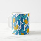 Mug Citron fleuri : Aquarelle Florale Design. (Devant gauche)