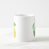 Mug Citron jaune avec Feuilles verts et fleurs blanche (Centre)