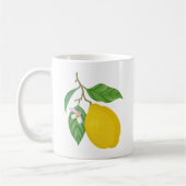 Mug Citron jaune avec Feuilles verts et fleurs blanche (Gauche)