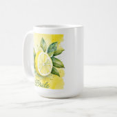 Mug Citron Jaune Citrus Fruit Pretty Aquarelle Mariée (Devant gauche)
