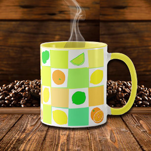 Mug Citron, Lime et Oranges Motif Citrus Coloré