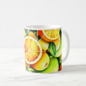 Mug Citron Orange Botanique Citrus Géométrique (Devant droit)