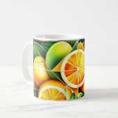 Mug Citron Orange Botanique Citrus Géométrique (Devant gauche)
