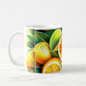 Mug Citron Orange Botanique Citrus Géométrique (Gauche)
