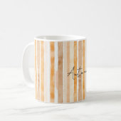 Mug Citron orange rayé de blanc crème pêche (Devant gauche)
