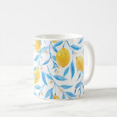 Mug citrons aquarelle : motif dessiné à la main. (Devant droit)