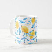 Mug citrons aquarelle : motif dessiné à la main. (Devant gauche)