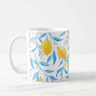 Mug citrons aquarelle : motif dessiné à la main.