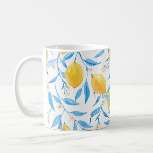 Mug citrons aquarelle : motif dessiné à la main. (Gauche)