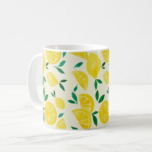 Mug citrons d'aquarelle - jaune et vert (Devant gauche)