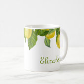 Mug Citrons d'aquarelle jaune Personnalisés (Devant droit)