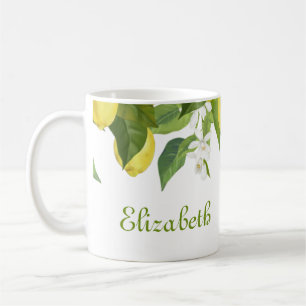 Mug Citrons d'aquarelle jaune Personnalisés
