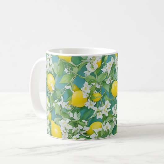 Mug Citrons et fleurs blanches (Devant gauche)