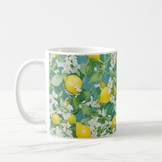 Mug Citrons et fleurs blanches (Gauche)