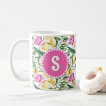 Citrons et tulipes Motif Floral | Citrus Monogramm