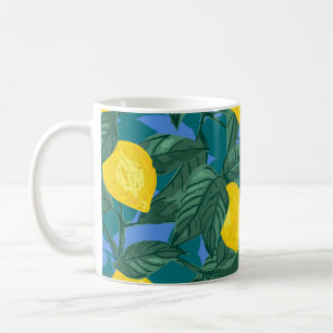 Mug Citrons, feuille : motif tropical d'agrumes.