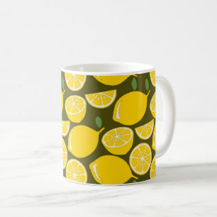 Mug Citrons jaunes et motif vert olive : Citrus modern