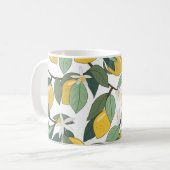 Mug Citrons Jaunes, Impression Tropicale Sans Fil. (Devant gauche)