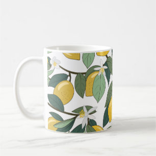 Mug Citrons Jaunes, Impression Tropicale Sans Fil.