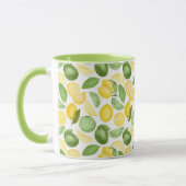 Mug Citrons Limes Motif Feuille Café vert (Gauche)