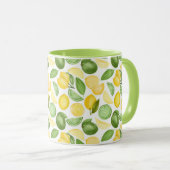 Mug Citrons Limes Motif Feuille Café vert (Devant droit)