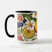 Mug Citrons méditerranéens, citrons et fleurs. Peints (Gauche)