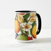 Mug Citrons méditerranéens, citrons et fleurs. Peints (Devant droit)