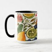 Mug Citrons méditerranéens, citrons et fleurs. Peints (Gauche)