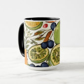 Mug Citrons méditerranéens, citrons et fleurs. Peints (Devant gauche)