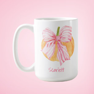Mug Citrouille à l'arc Coquette Aquarelle Café
