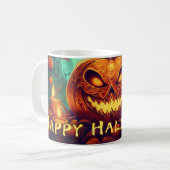 Mug Citrouille à visage effrayant parmi les bougies, H (Devant gauche)